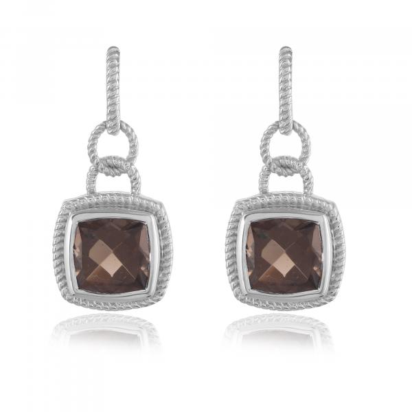 Boucle d'oreilles en argent et quartz fume Cassie