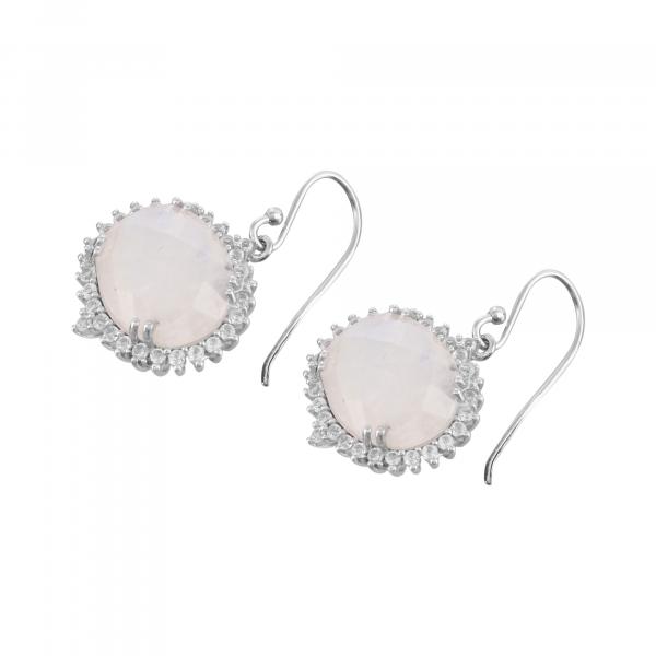 Silver earings in moonstone and white topaze Christelle