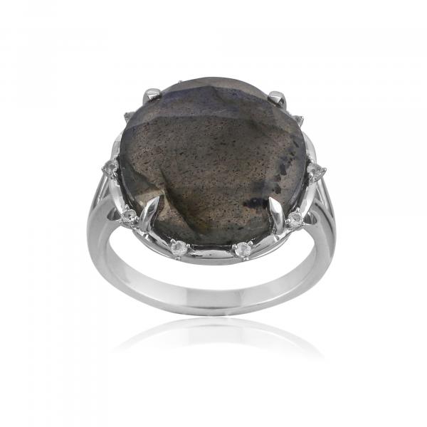 Bague en argent, labradorite et topaze blanche Christie