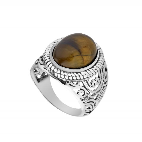 Bague oeil de tigre argent Anthonio