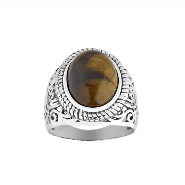 Bague oeil de tigre argent Anthonio