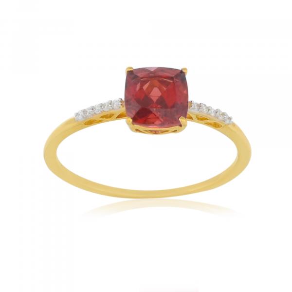 Bague en or 9 carats, Grenat et Diamants BeauReal