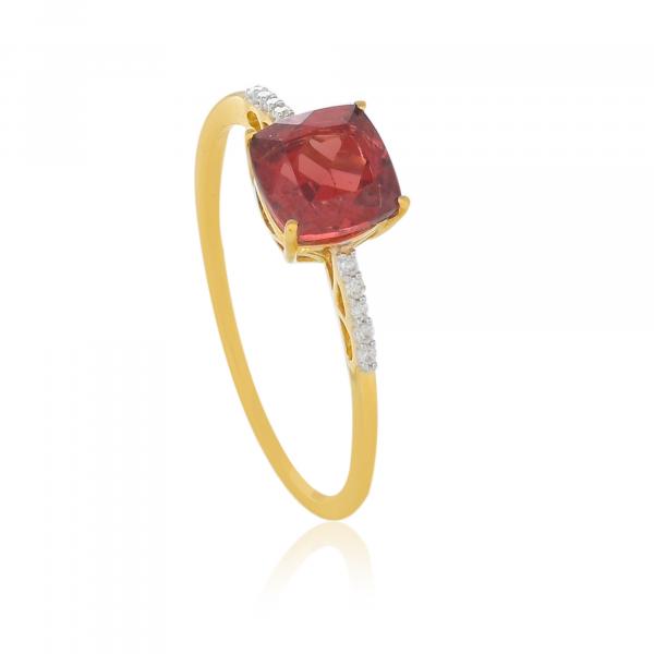 Gold ring 18 carats, Garnet and Diamonds BeauReal