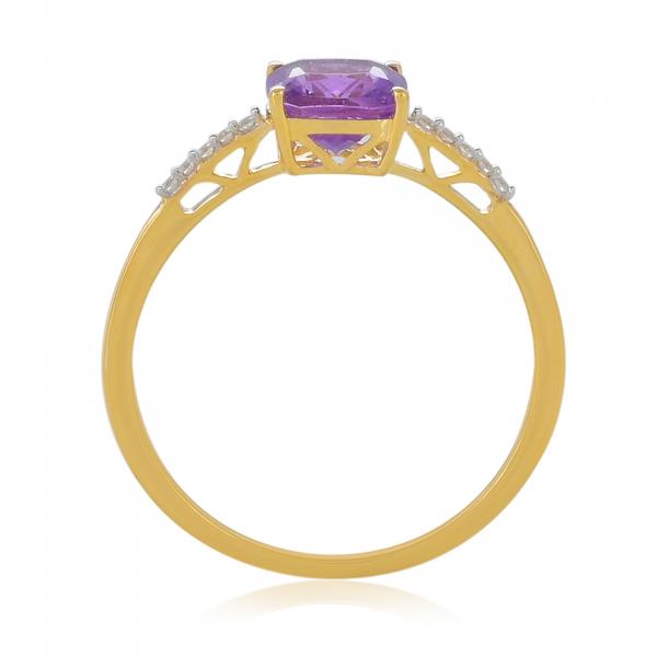 Bague en or 9 carats, Améthyste et Diamants BeauReal