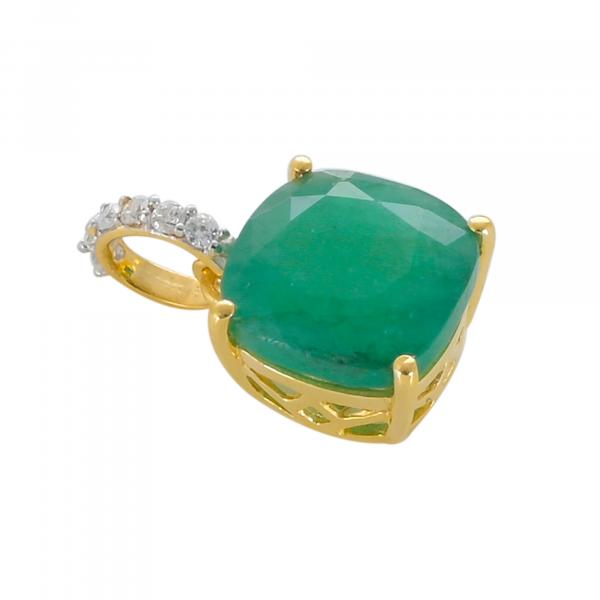 Pendentif en or 18 carats, Emeraude et Diamants BeauReal