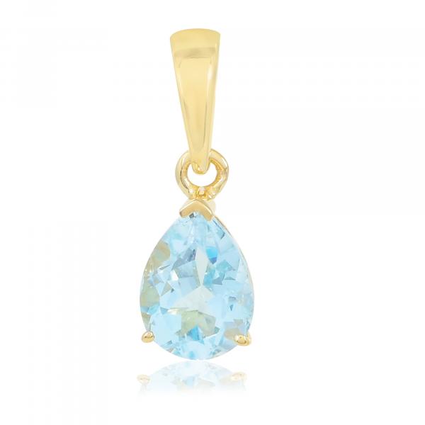 Pendentif en or 18 carats, Topaze Bleue BeauReal