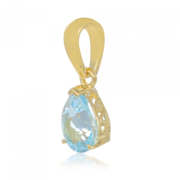 Pendentif en or 9 carats, Topaze Bleue BeauReal