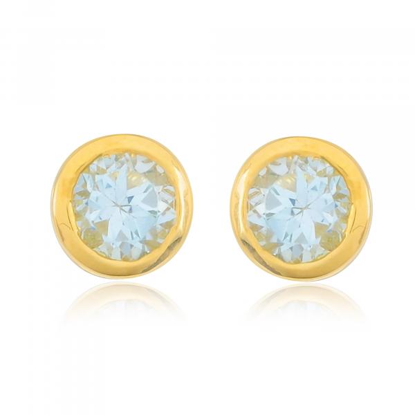 Boucles d'oreilles en or 18 carats, Topaze Bleue BeauReal