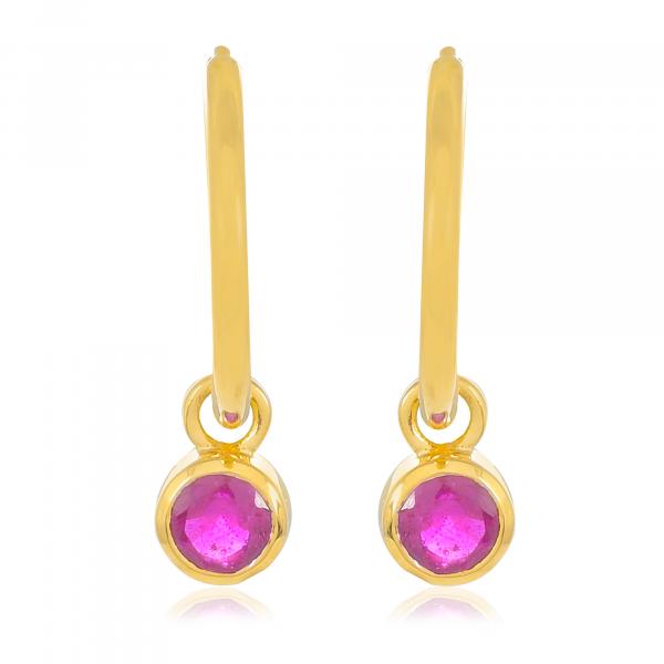 Boucles d'oreilles creole en or 18 carats, Rubis BeauReal