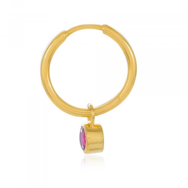 Gold earrings creole 18 carats, Ruby 18 carats BeauReal