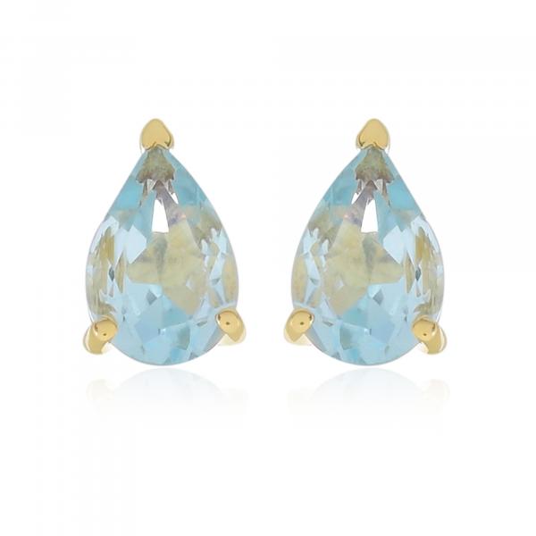 Boucles d'oreilles en or 9 carats, Topaze Bleue BeauReal