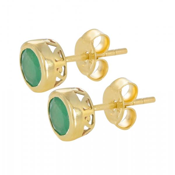 Boucles d'oreilles en or 9 carats, Emeraude BeauReal