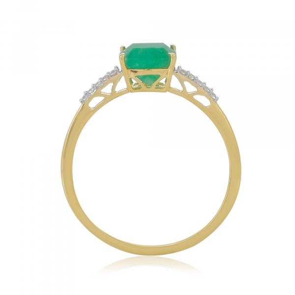 Bague en or 9 carats, Emeraude et Diamants BeauReal