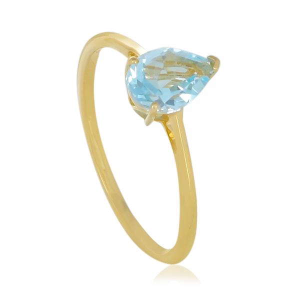 Bague en or 9 carats, Topaze Bleue BeauReal