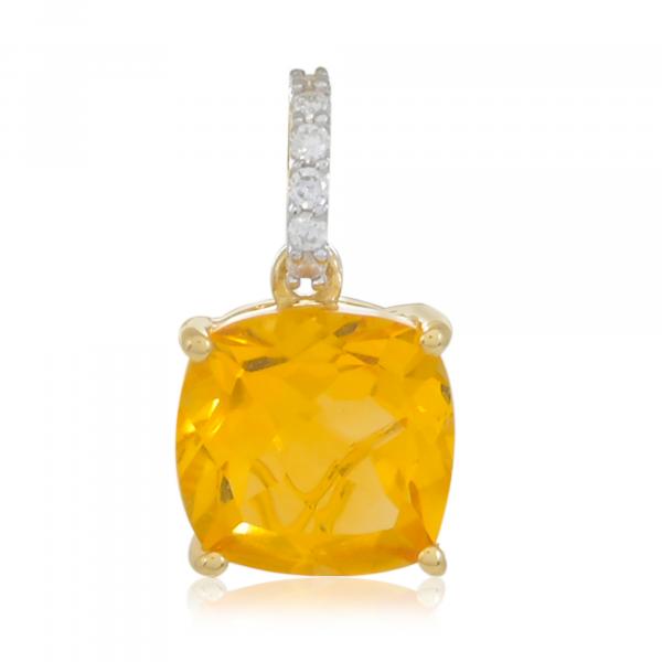 Pendentif en or 18 carats, Citrine et Diamants BeauReal