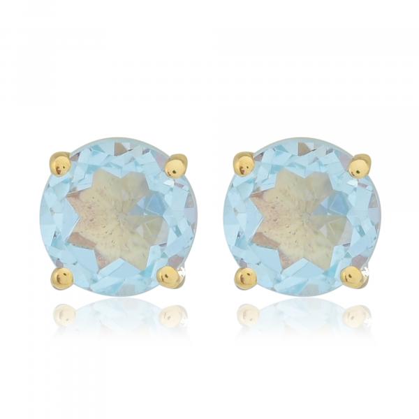 Boucles d'oreilles en or 18 carats, Topaze Bleue BeauReal