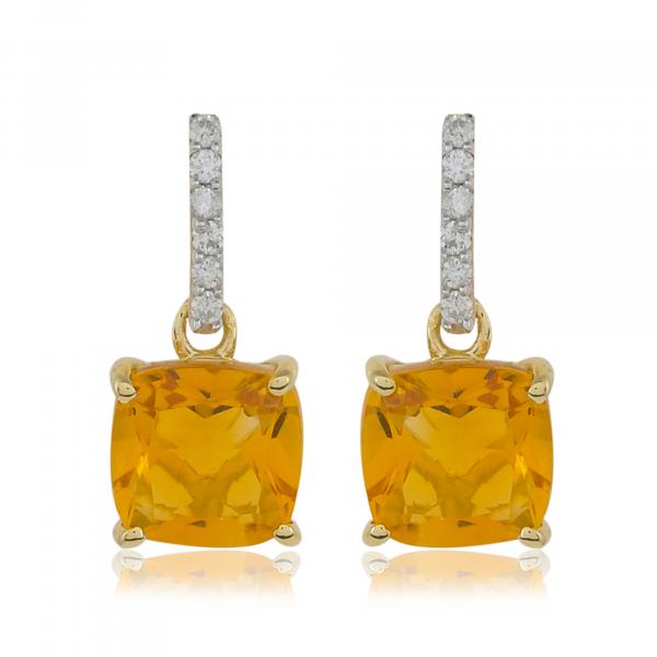 Boucles d'oreilles en or 18 carats, Citrine et Diamants BeauReal