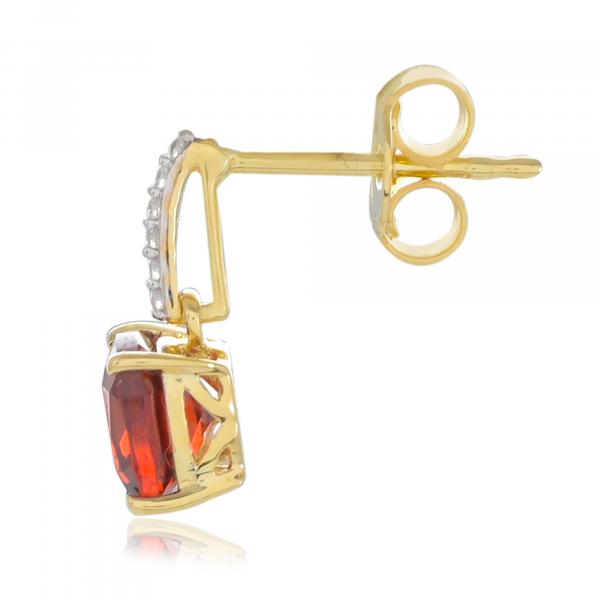 Gold earrings 18 carats, Garnet and Diamonds BeauReal