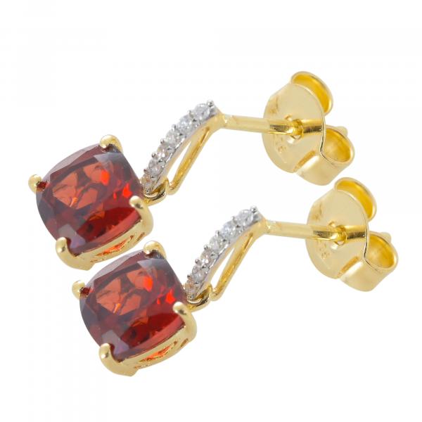 Gold earrings 18 carats, Garnet and Diamonds BeauReal
