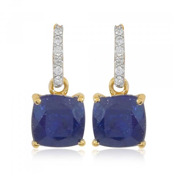 Boucles d'oreilles en or 9 carats, Saphir et Diamants BeauReal