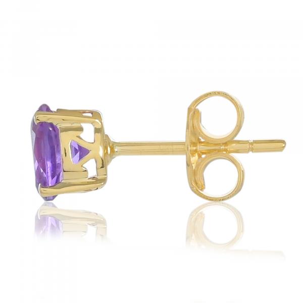 Gold earrings 18 carats, Amethyst BeauReal