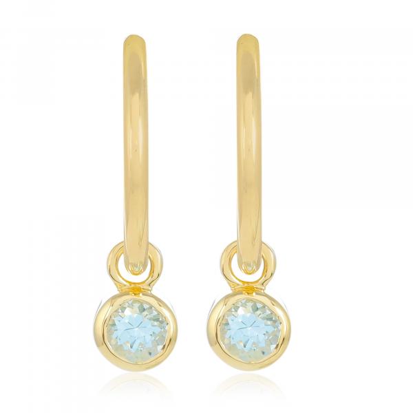 Boucles d'oreilles creole en or 18 carats, Topaze Bleue BeauReal