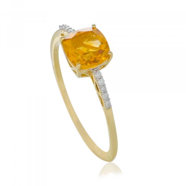 Bague en or 9 carats, Citrine et Diamants BeauReal