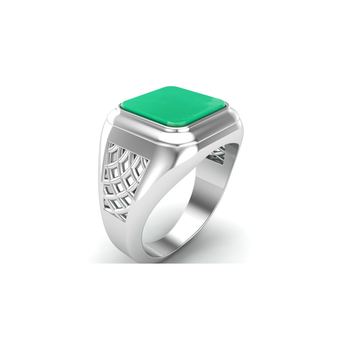 Bague chrysoprase argent Duc chevalière