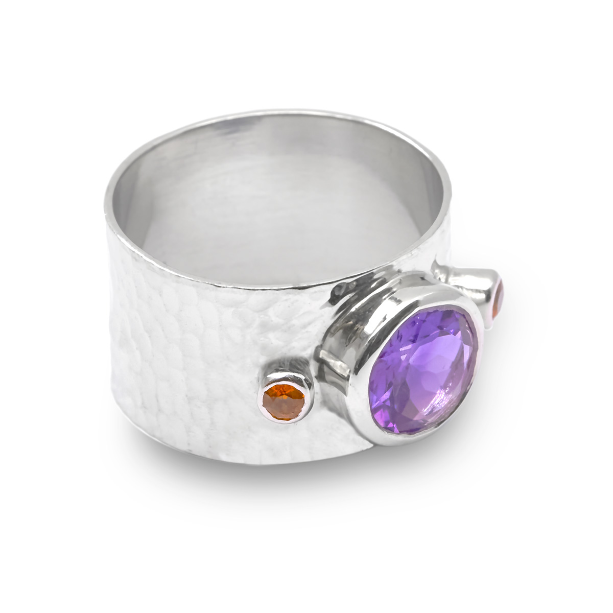 Bague amethyste, citrine argent Maya