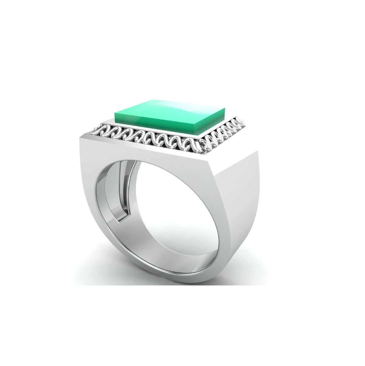 Bague aventurine argent Troie chevalière