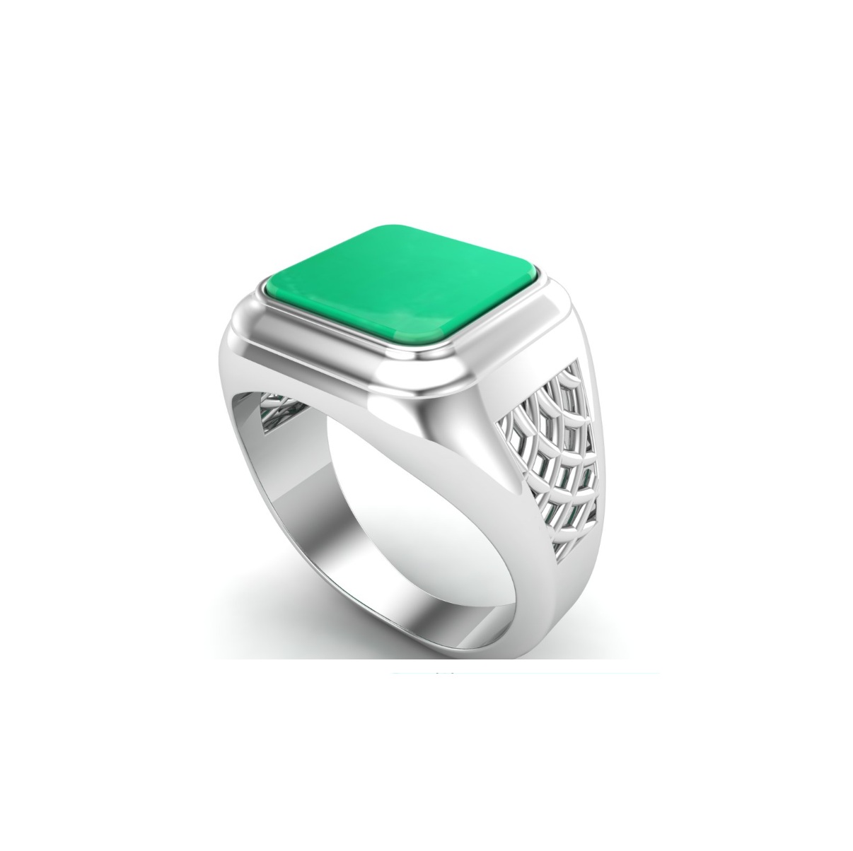 Bague chrysoprase argent Duc chevalière