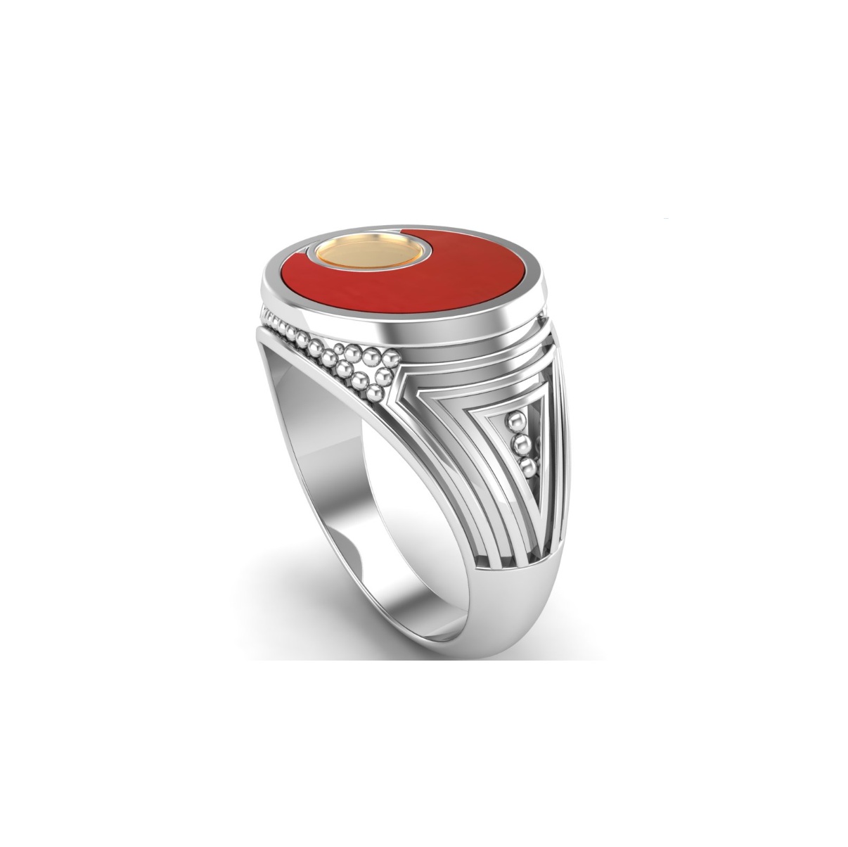 Bague cornaline, citrine argent Colorado chevalière