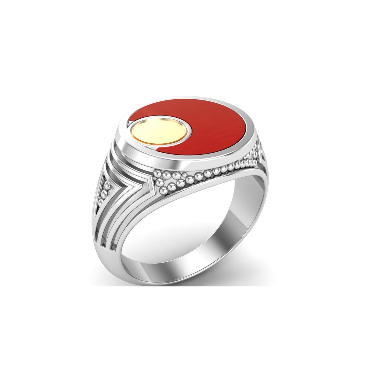 Bague cornaline, citrine argent Colorado chevalière