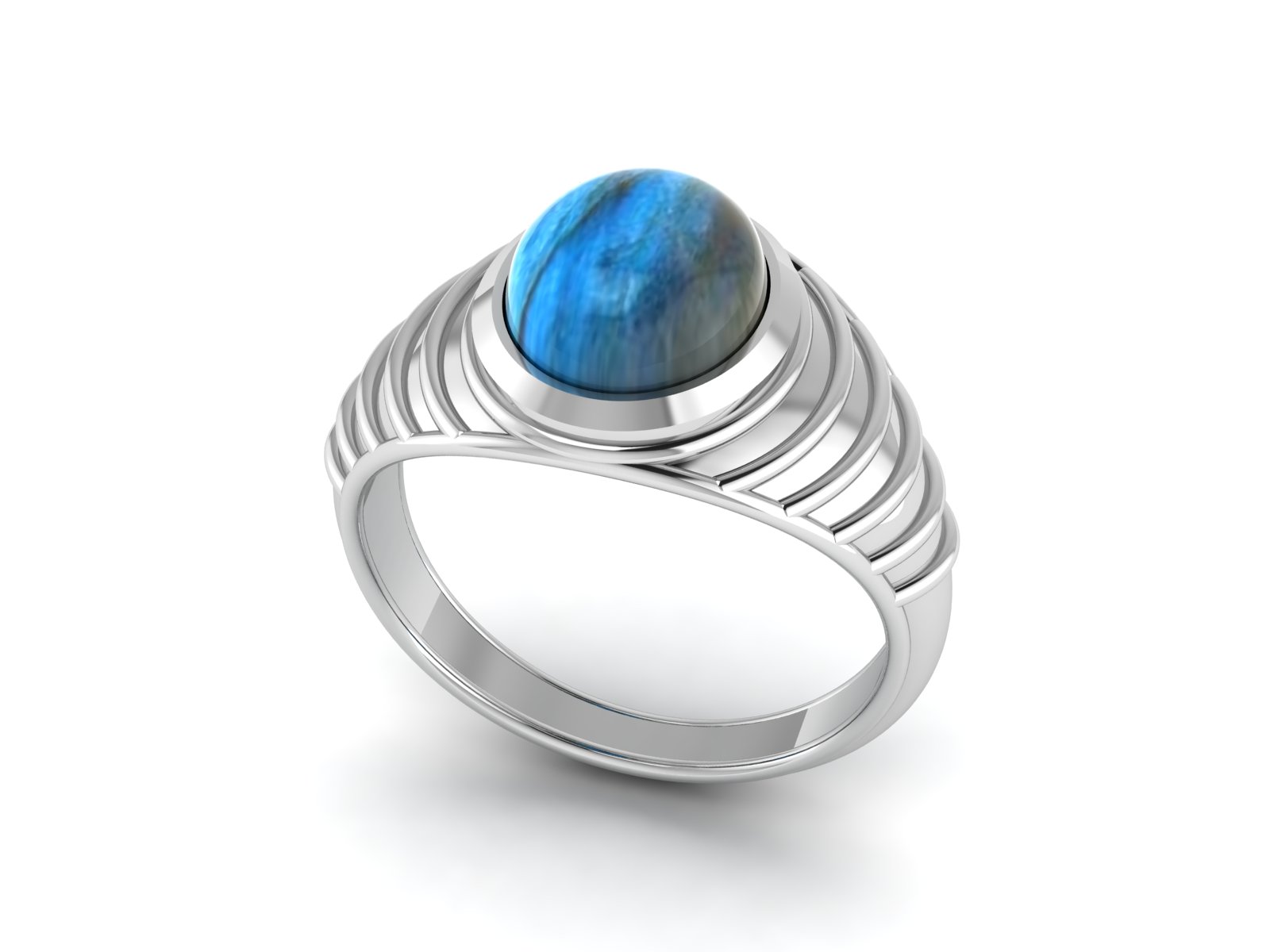 Bague labradorite argent Bering chevalière