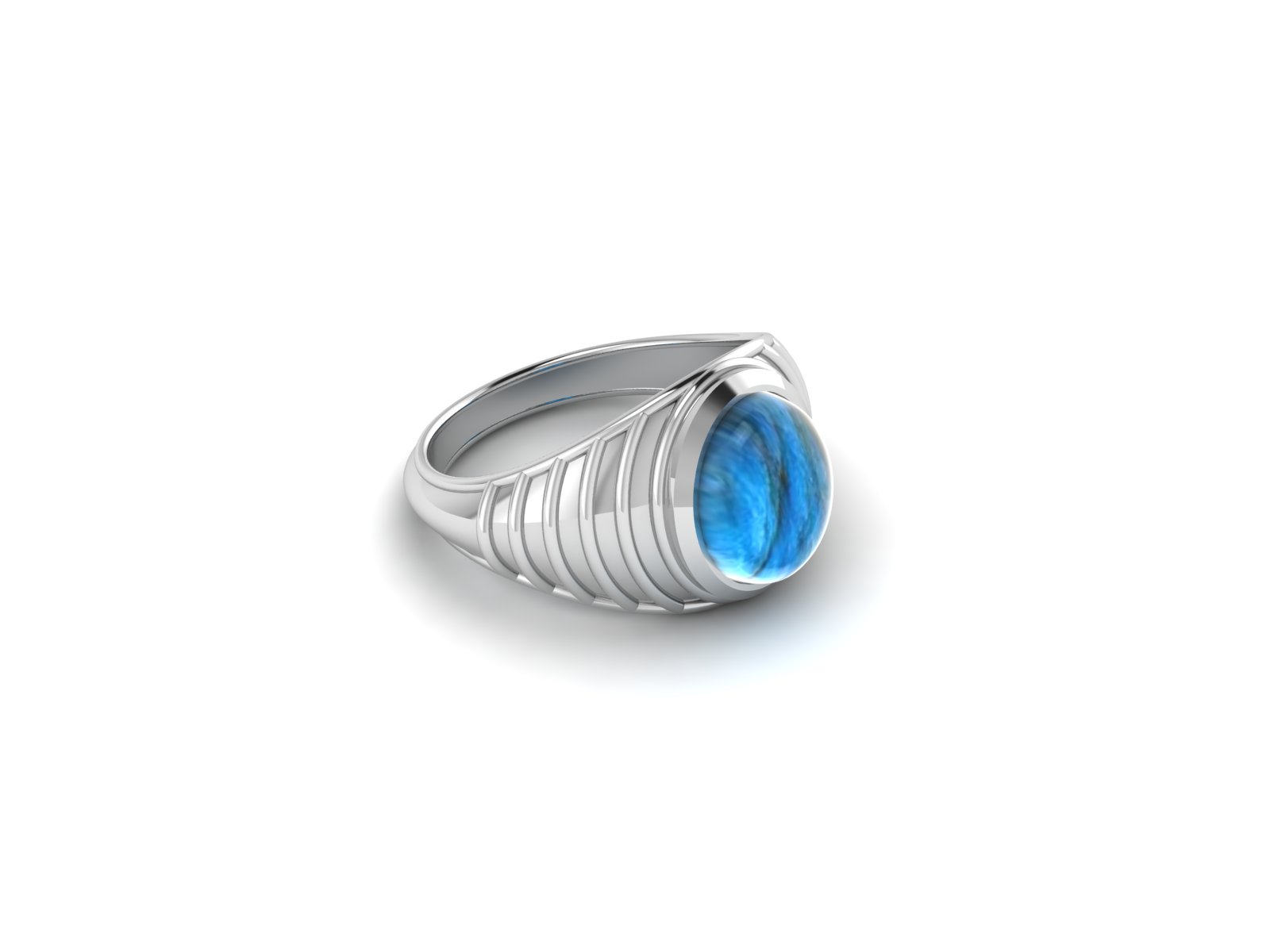 Bague labradorite argent Bering chevalière