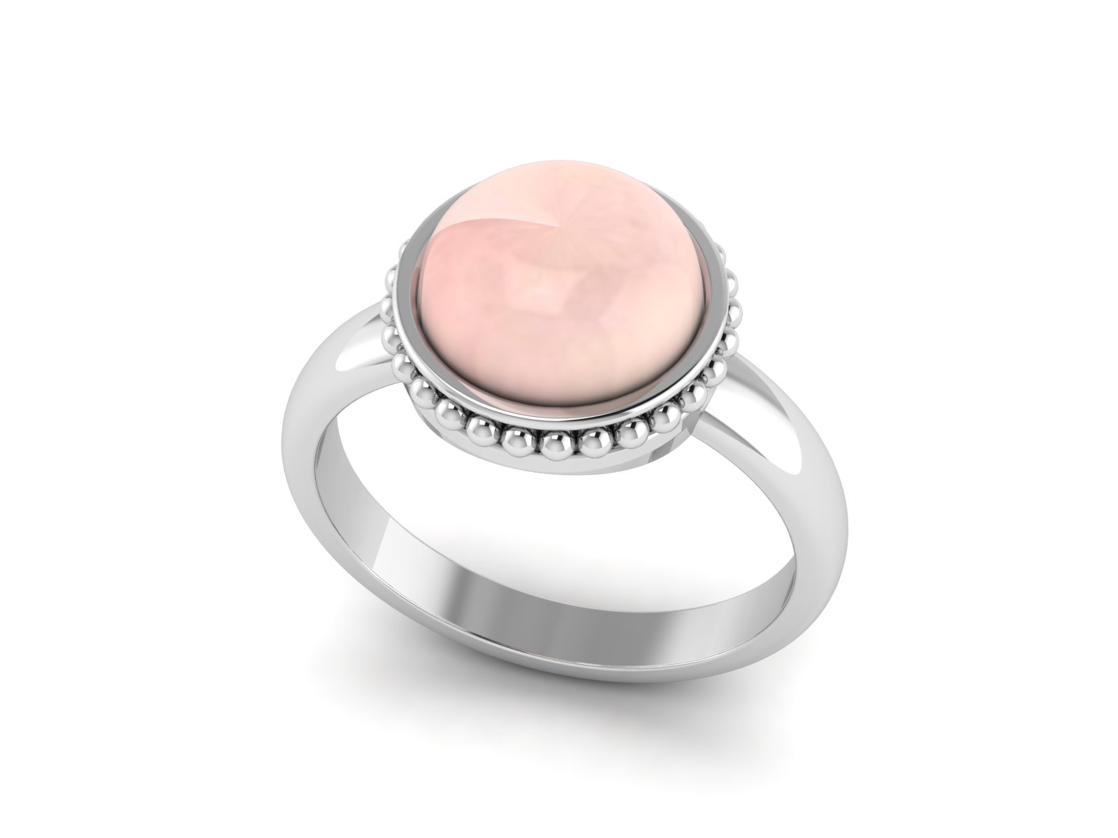 Bague quartz rose argent Ameline