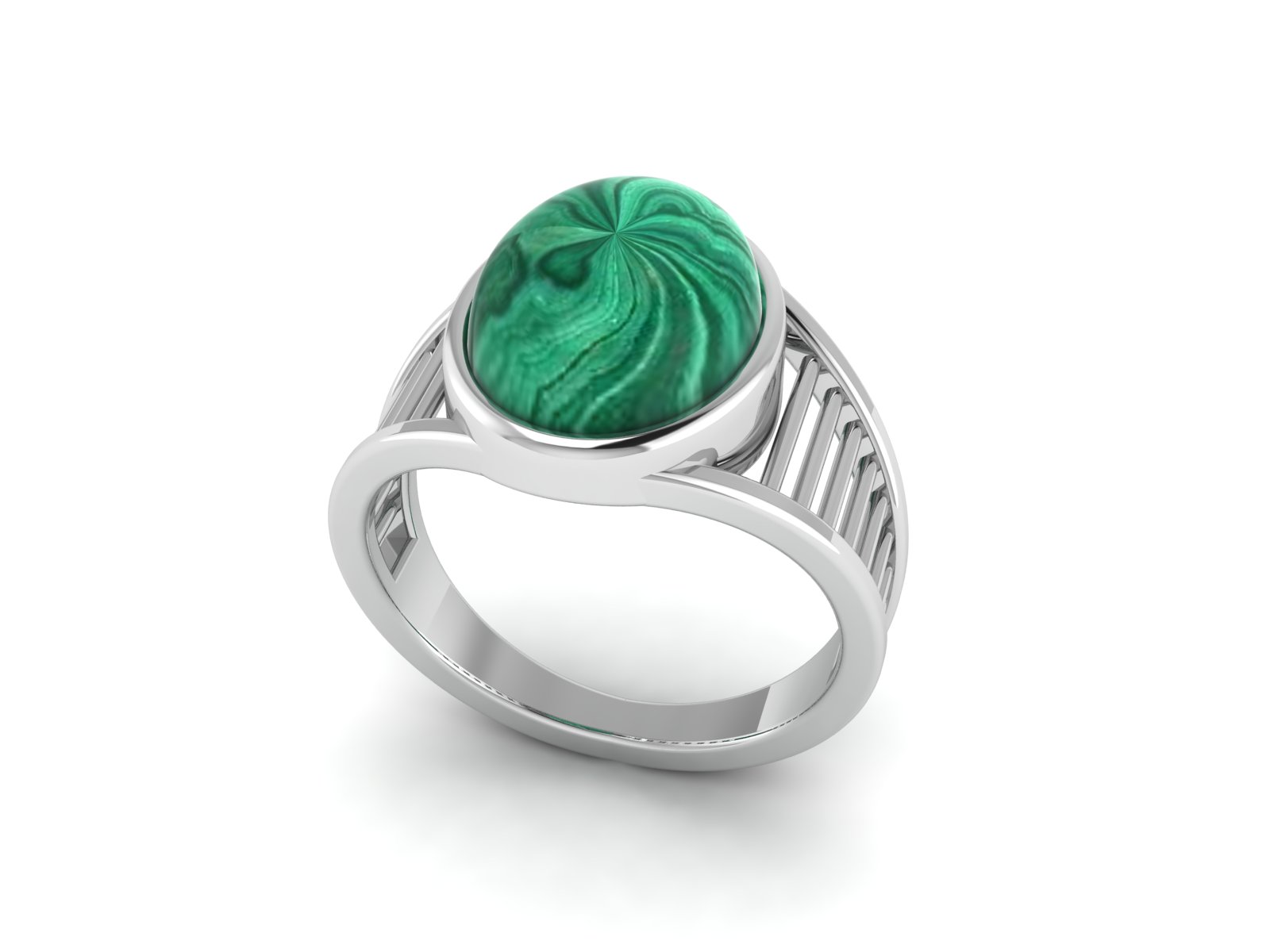 Bague malachite argent Sparte chevalière