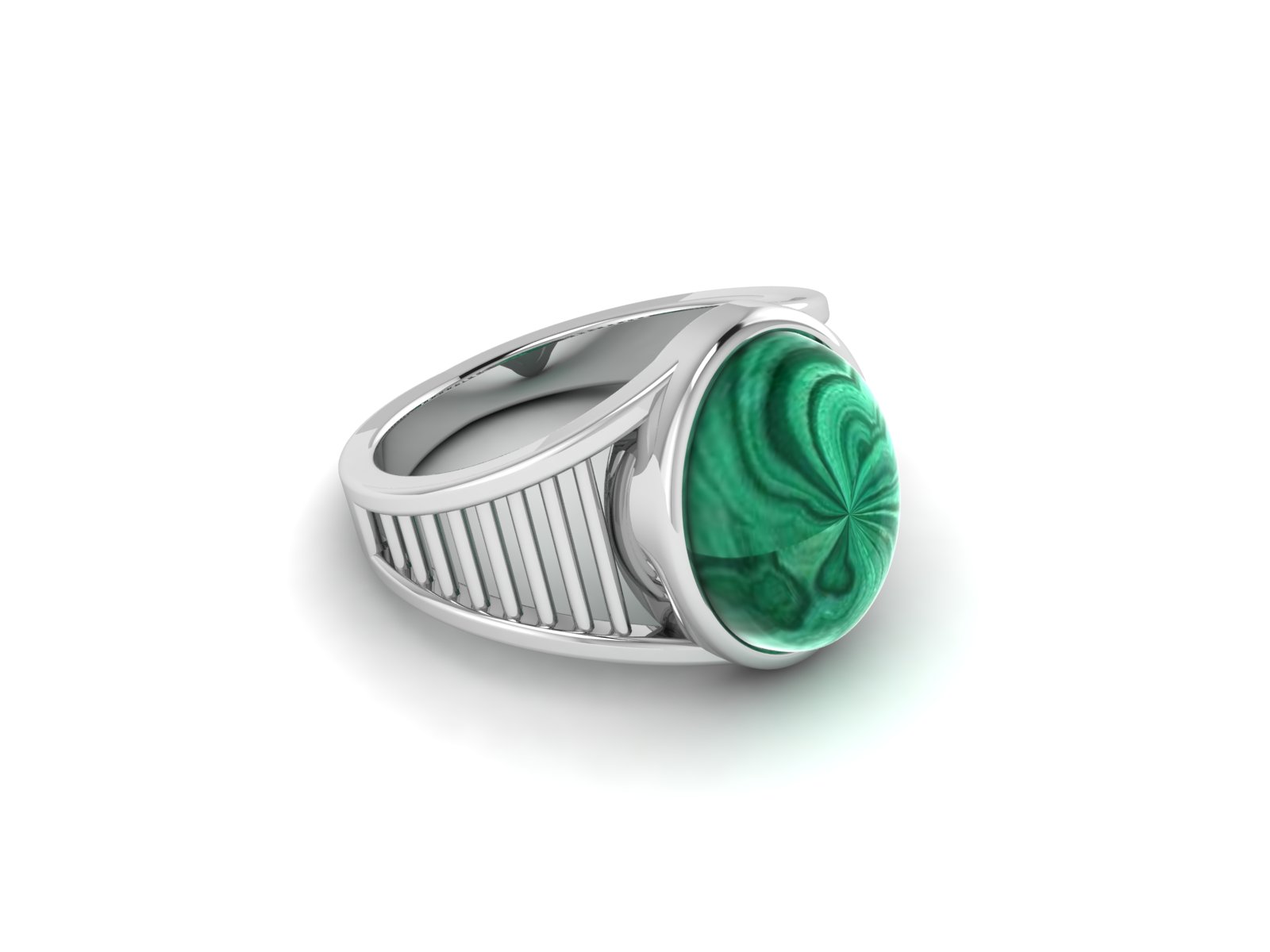 Bague malachite argent Sparte chevalière