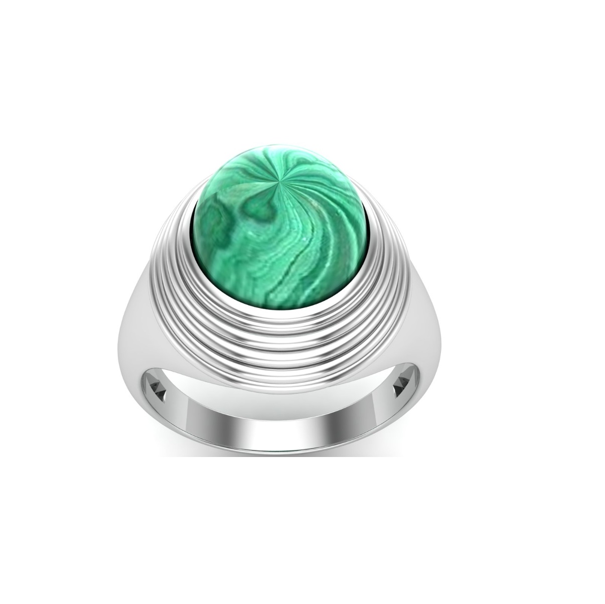 Bague malachite argent Bilbao chevalière