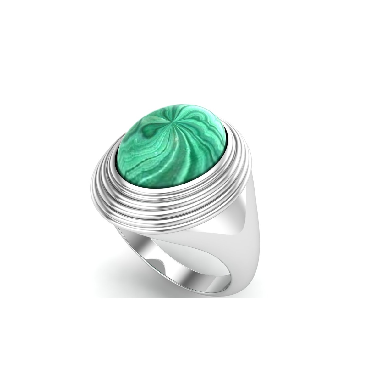 Bague malachite argent Bilbao chevalière