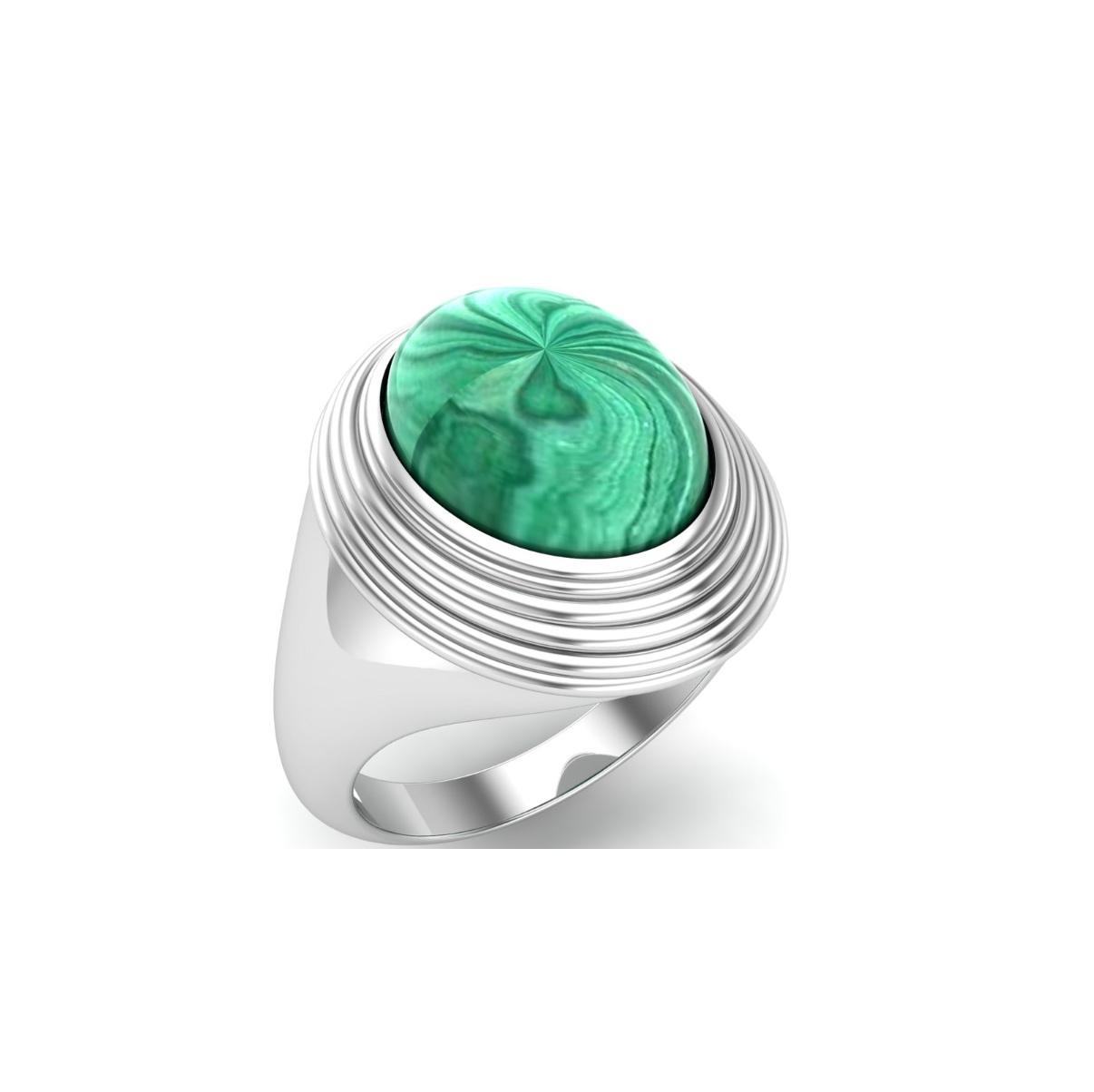 Bague malachite argent Bilbao chevalière