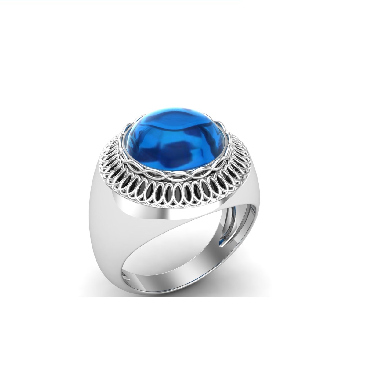 Bague lapis lazuli argent Santos chevaliere