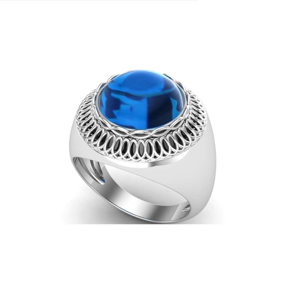 Bague lapis lazuli argent Santos chevaliere