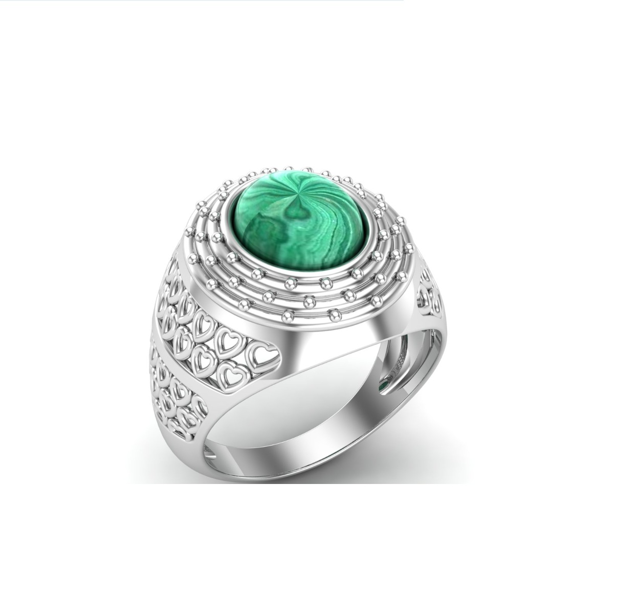 Bague malachite argent Margaux chevalière