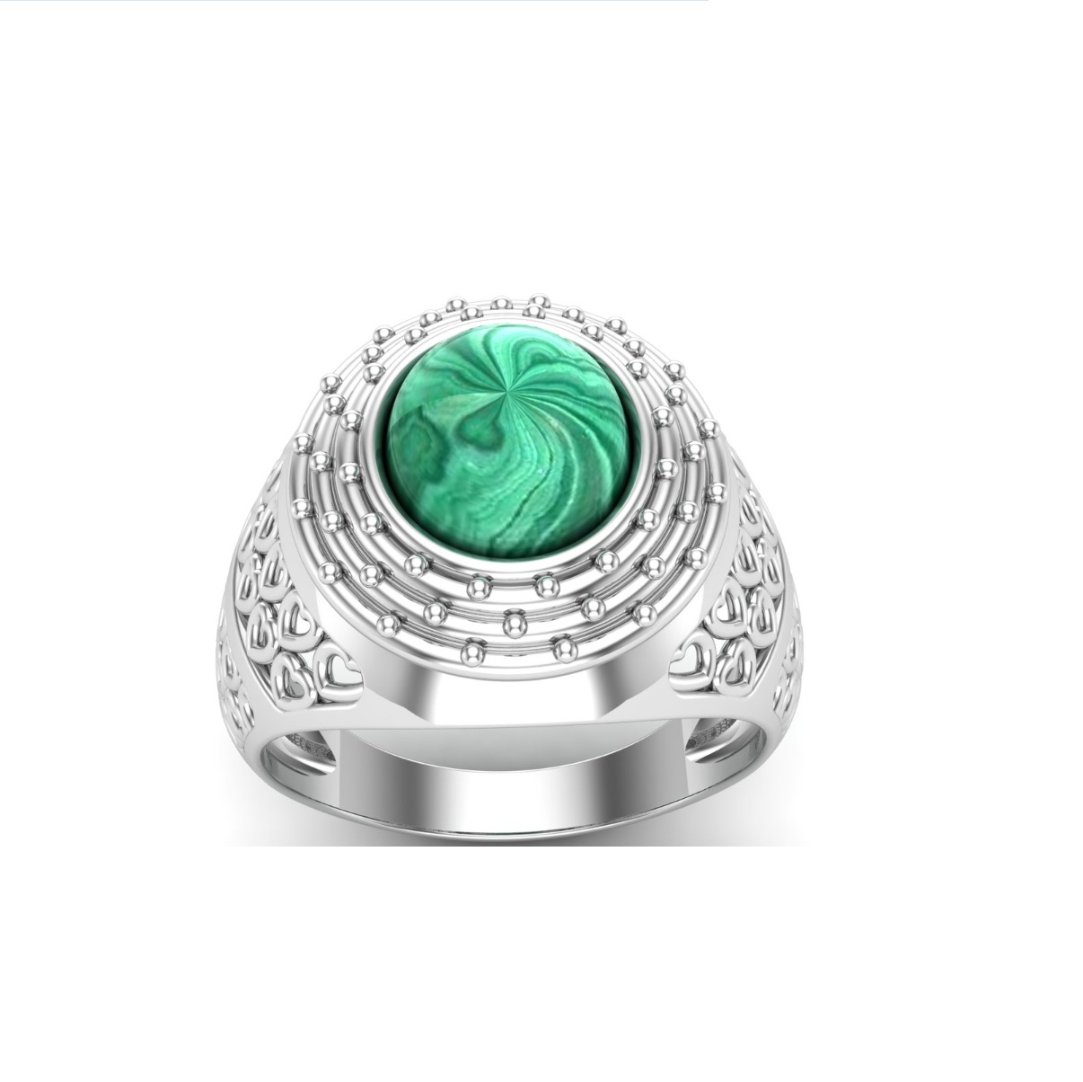 Bague malachite argent Margaux chevalière