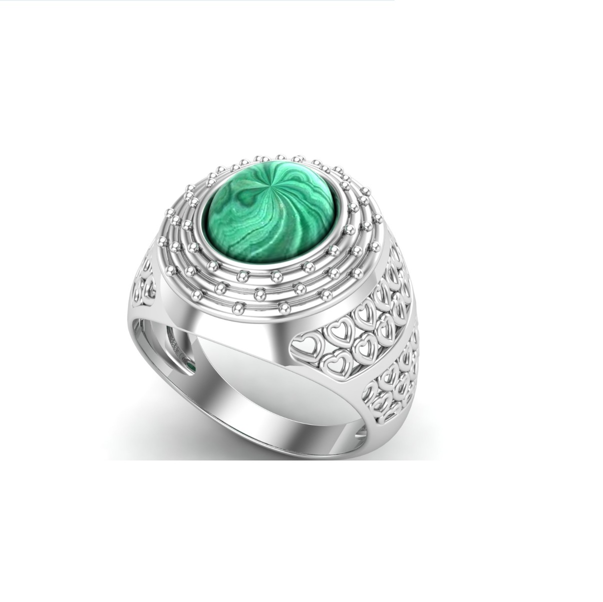 Bague malachite argent Margaux chevalière