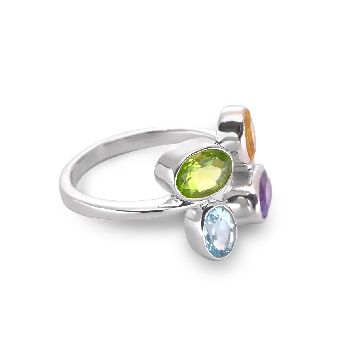 Bague argent peridot, amethyste, citrine, topaze bleue Tessa