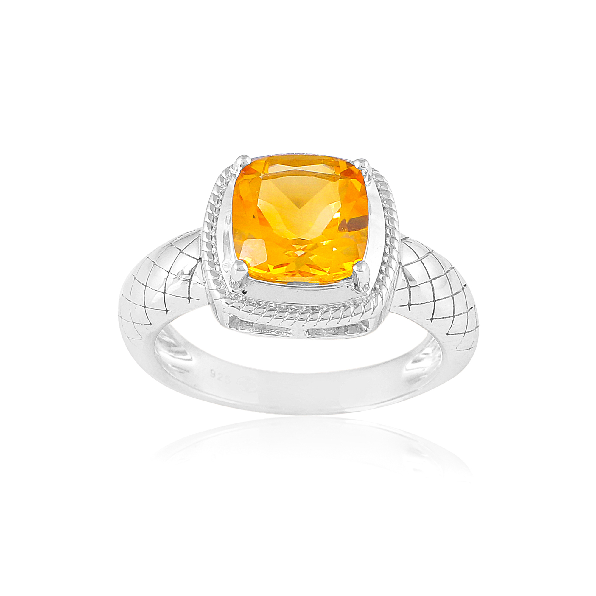 Bague en argent en pierre naturelle citrine Clarence