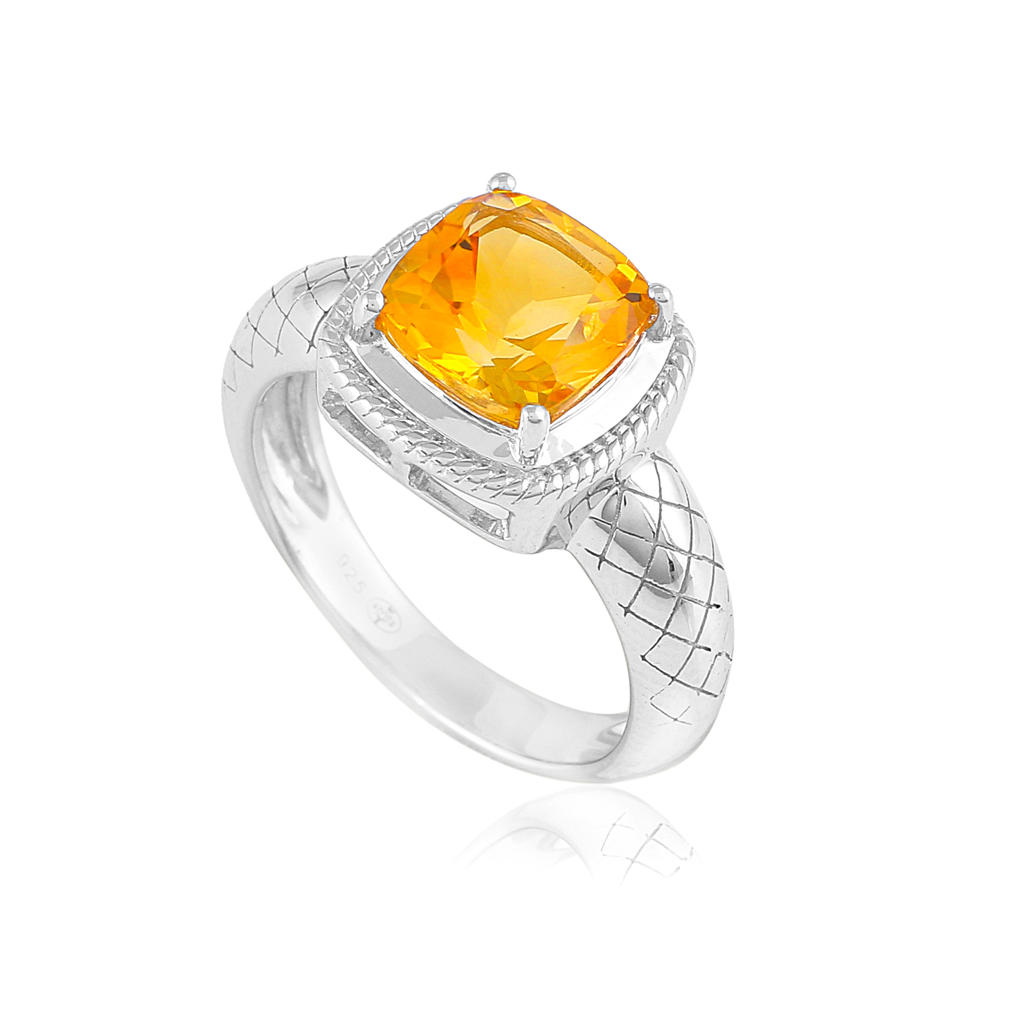 Bague en argent en pierre naturelle citrine Clarence