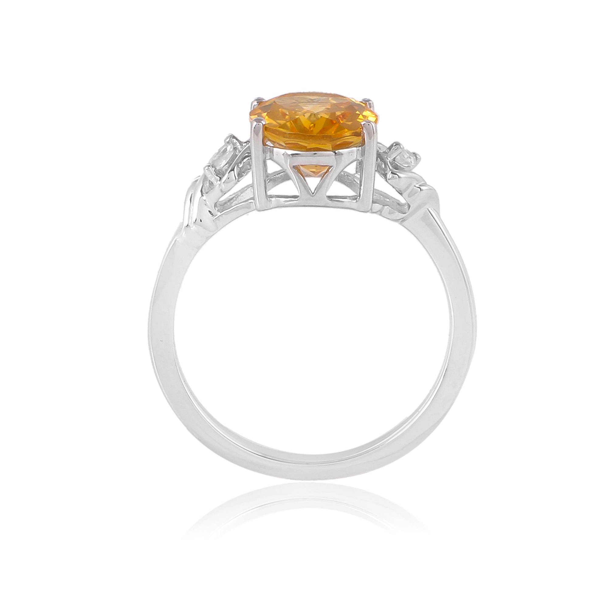 Bague en argent en pierre naturelle citrine Carline